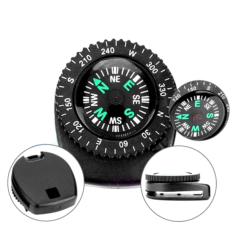 Mini Round Pocket Compasses with Ribbon Rubber-supported, Waterproof Portable Wristband Mini Compass for Outdoor Survival