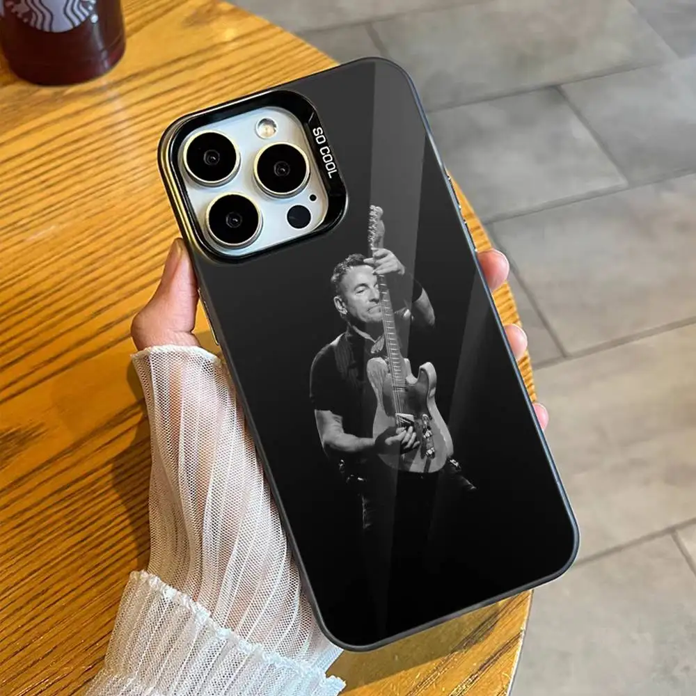 Guitarrista b-bruce s-springsteen 80s capa de telefone para iphone17, 16,15,14,13,12 pro max preto doce fosco capa à prova de choque