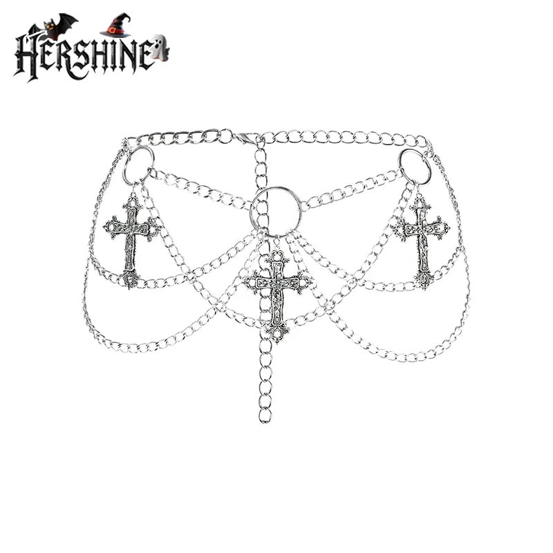 

HERSHINE цельная женская модная многослойная поясная цепочка с крестом, аксессуар Y2K в готическом стиле, панк-рок, хип-хоп, весна, лето
