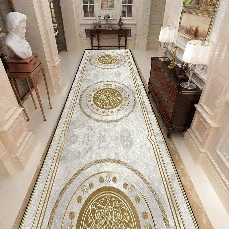 Luxury Marble Corridor Carpet Hotel Hallway Runner Decoration Rugs Living Room Aisle Washable Non-slip Floor Mat Customizable