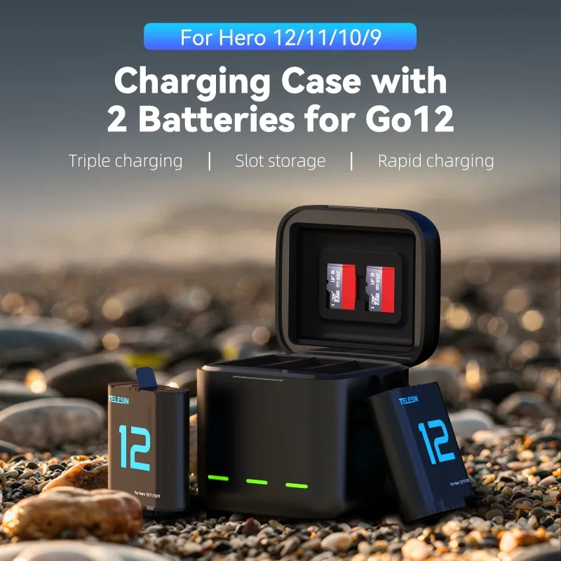 Hero 12 Battery 1720 MAh Fully Decoded Battery for GoPro Hero 12 11 10 9 Accessories Fast Charger Box