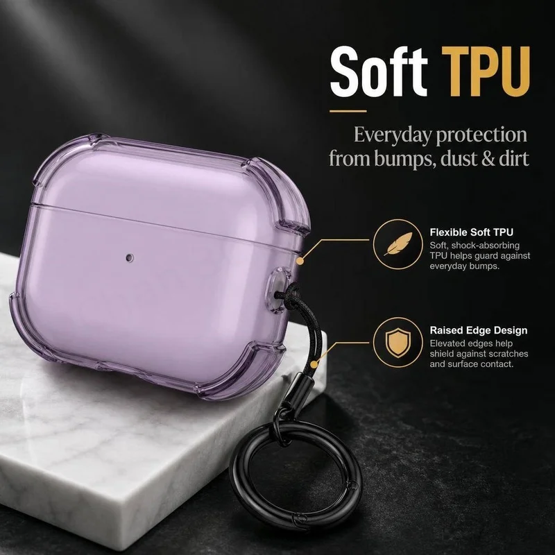 Transparent Case For Air Pods Pro 3 with Lanyard Keychain Shockproof Non-Slip Rugged Protective Case For AirPod 4/Pro 3 Earbuds