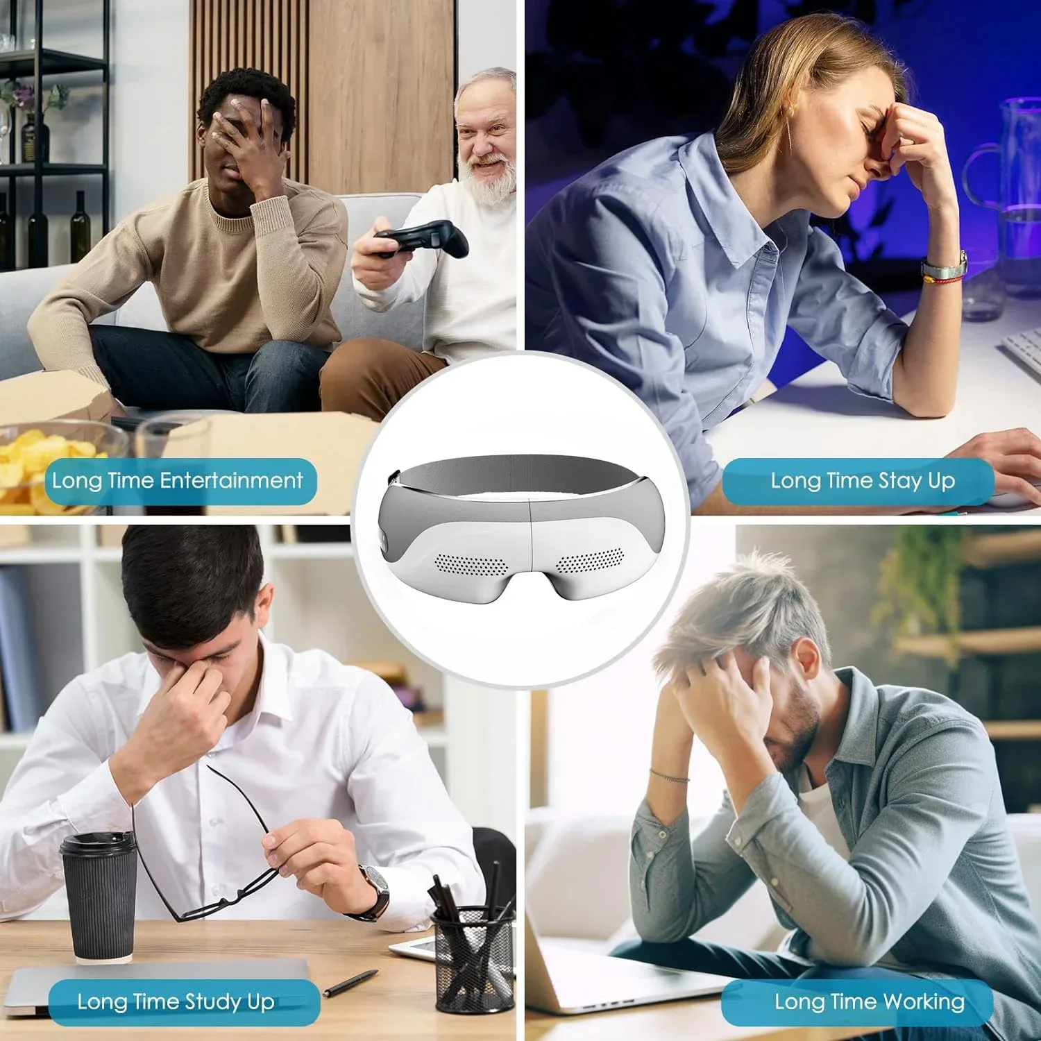 Eye Massager With Heat, Air Compression Blue Tooth Music Rechargeable Vibration Wireless Eye Massager For Relieve