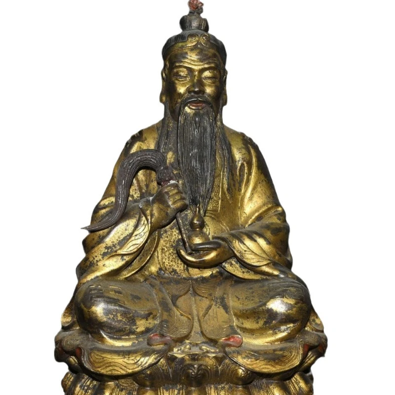 

Antique bronze ware gold painting Taishang Laojun seat