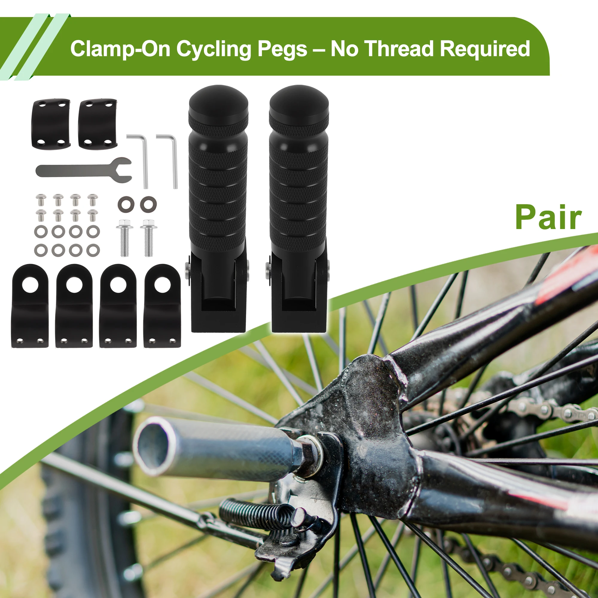 

X Autohaux Aluminum Alloy Anti-Skid Bike Pegs 123mm Length Diamond Pattern Bicycle Backseats Stands Cycling Foot Pegs Axles