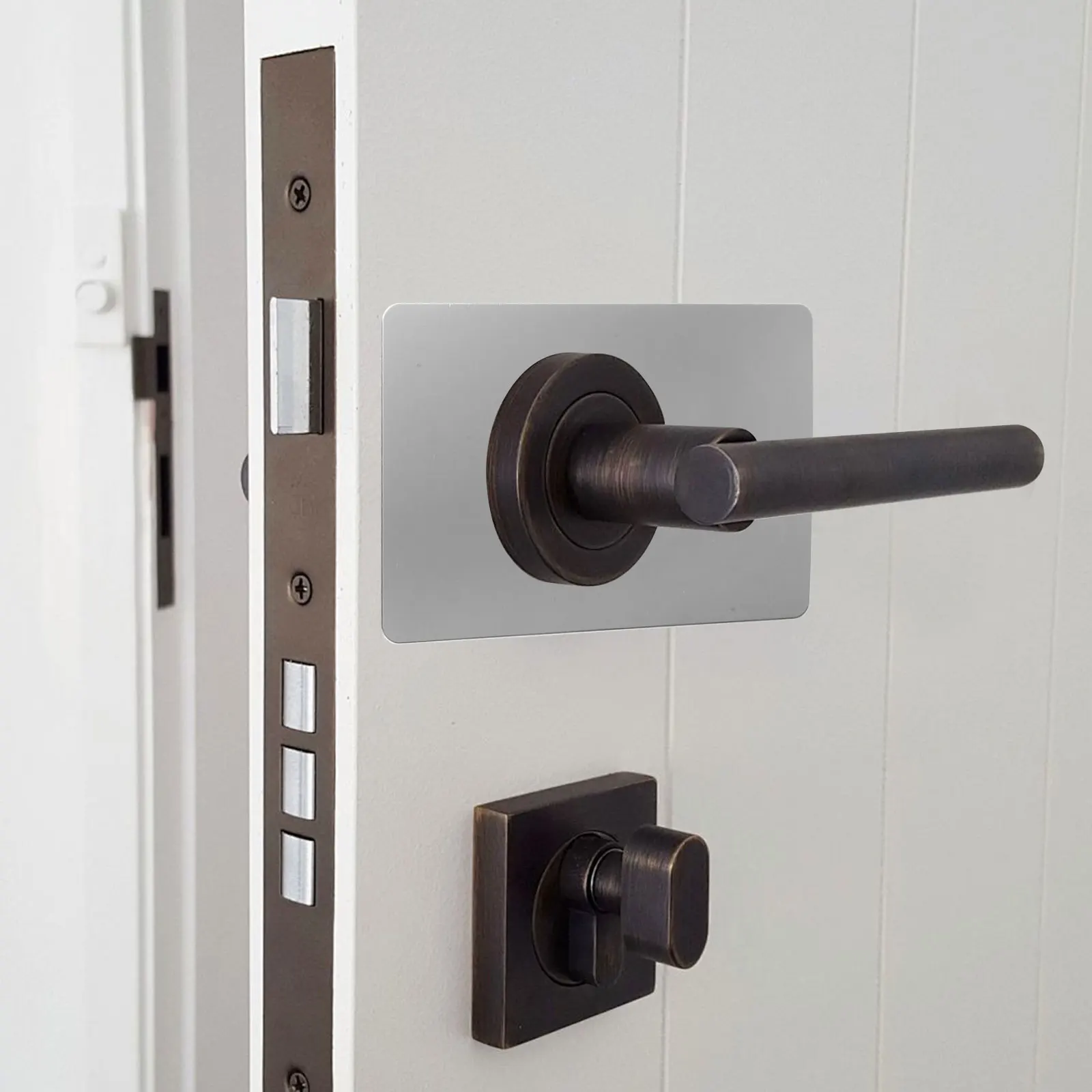 

6 Pcs Door Repair Board Stainless Steel Deadbolt Covers Strike Reinforcement Plates for Front Garage Doors Easy