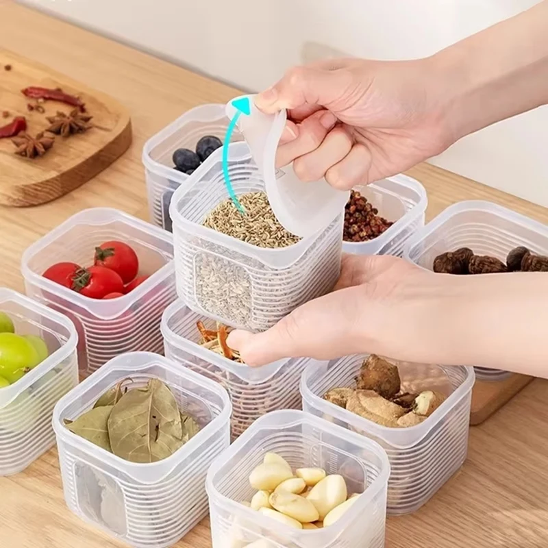 Food Storage Container With Lid - Fresh-Keeping Box For Fruits, Vegetables, Seasonings,Refrigerator & Kitchen Organizer