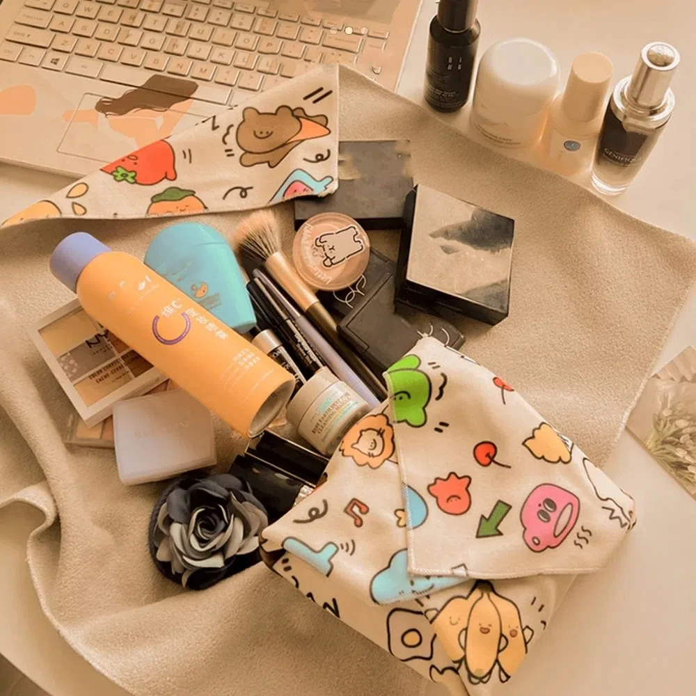 Cloth Self-adhesive Camera Storage Bag Wrapping Cloth Cartoon Pattern Portable Magic Makeup Bag Anti Scratch Soft