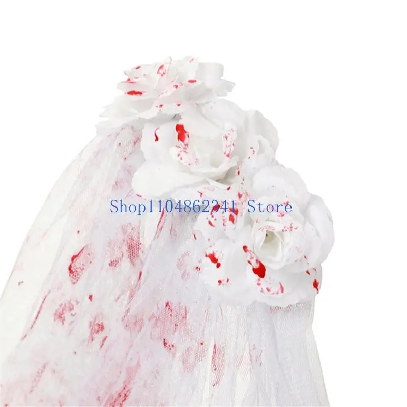 5asd ホーンテッドブラッドスプラッタデザインメッシュショールかぶと快適なロールプレイアクセサリーハロウィンやコスチュームボール用