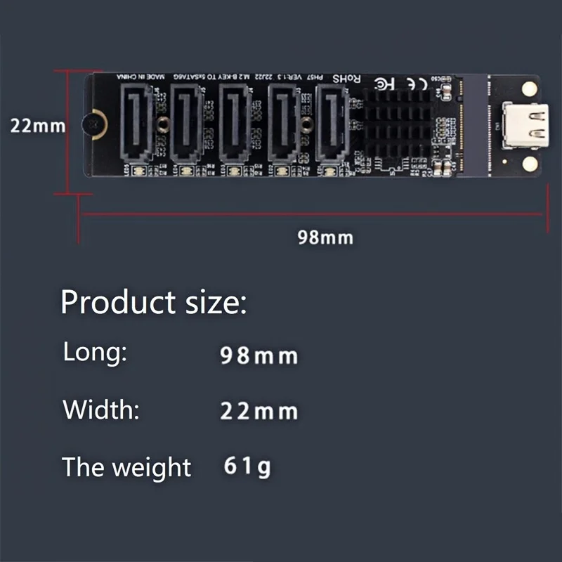 Original JM575+JMS580 TYPE-C To SATA3.0 5 Ports Adapter Converter Card 6Gbps USB10G For SATA SSD HDD Expansion PH8057-5S