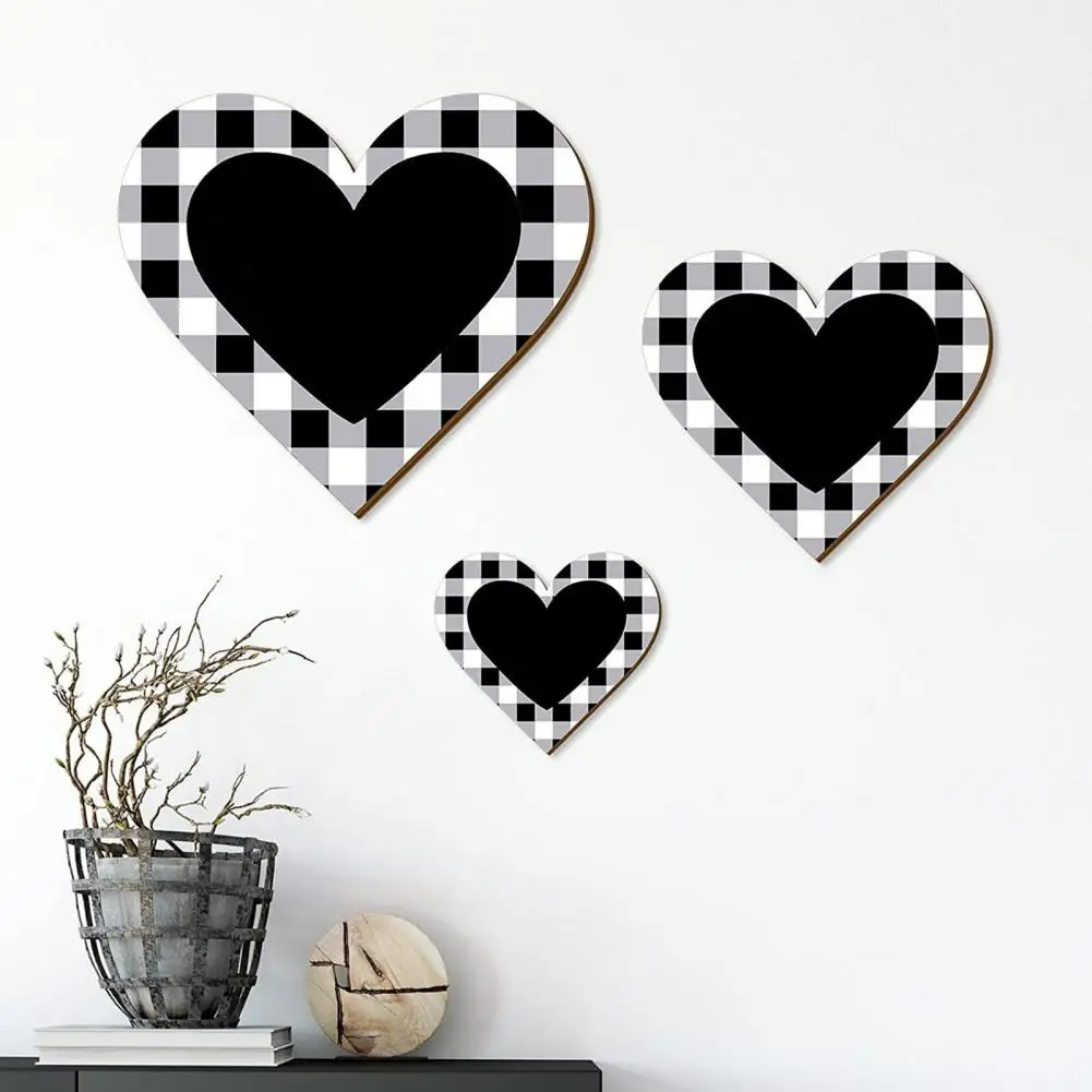 

3 Pcs Wooden Heart Wall Decor Renters Friendly Heart Shaped Wall Sign for Kitchen Bedroom Bathroom Living Room Farmhouse Decor
