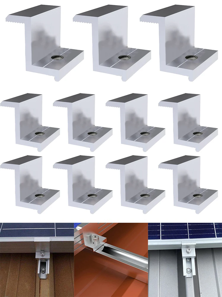 10Pcs Solar Middle Clamp PV For 30-45mm Photovoltaic Solar Panel Mount Accessories PV End Clamp Solar Panel Accessories ﻿