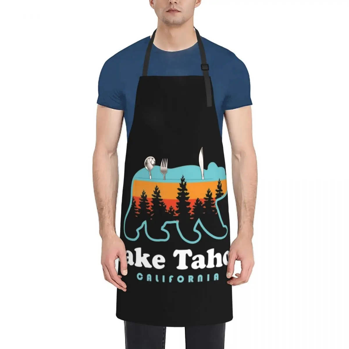 Crazy Vintage California Bear Lake Tahoe Shirt Apron Chef jacket men man chef uniform waterproof for women Men gift Apron