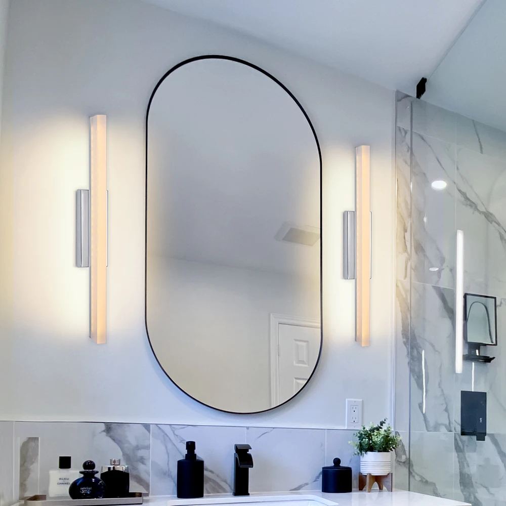 Mantoliet Nordic Wall Mount Badkamer Led Verlichting Minimalistisch Hotel Ijdelheid Licht Chroom Kleur Verlichte Armatuur