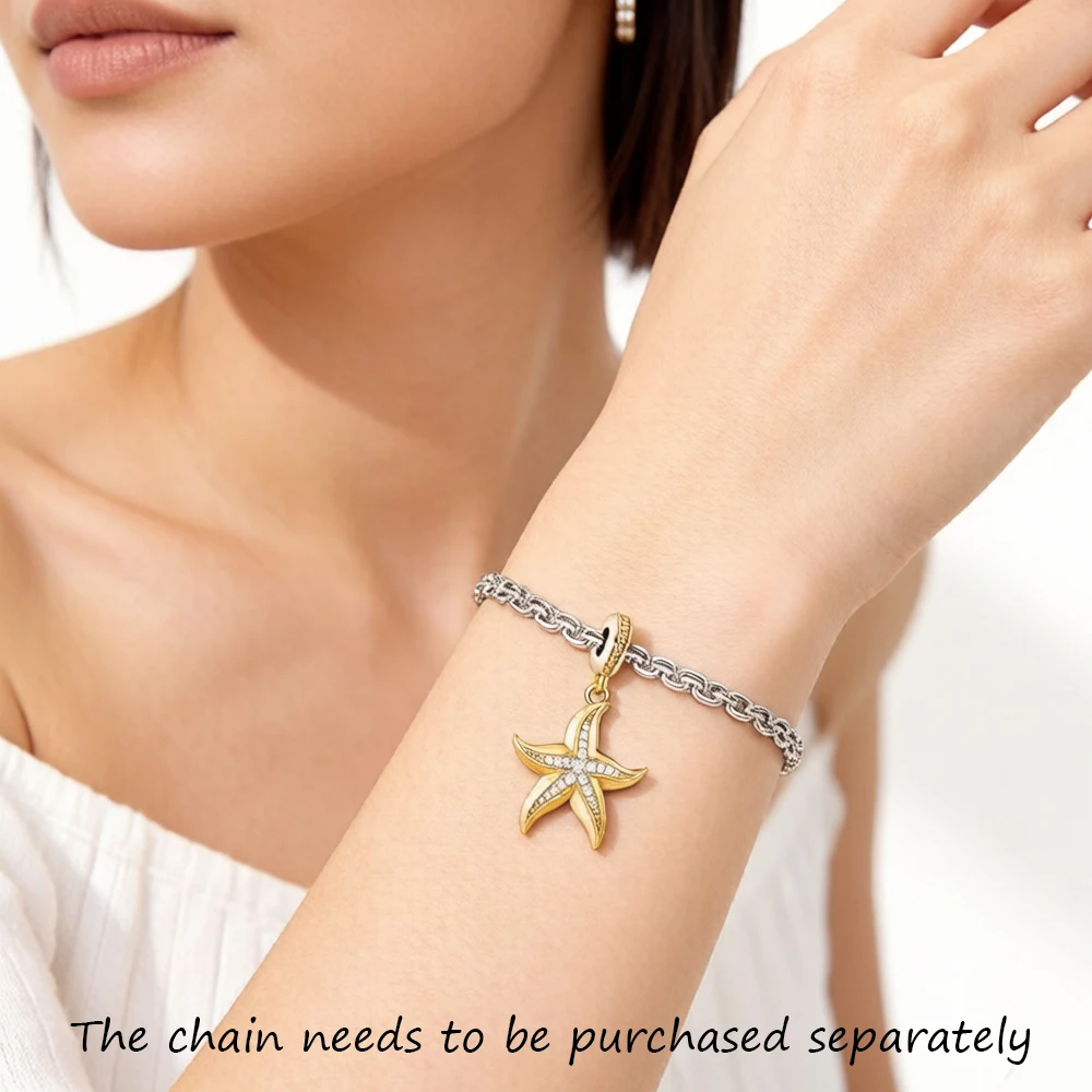 Colgantes de estrella de mar dorada para mujeres y hombres, joyería oceánica de Plata de Ley 925 de moda