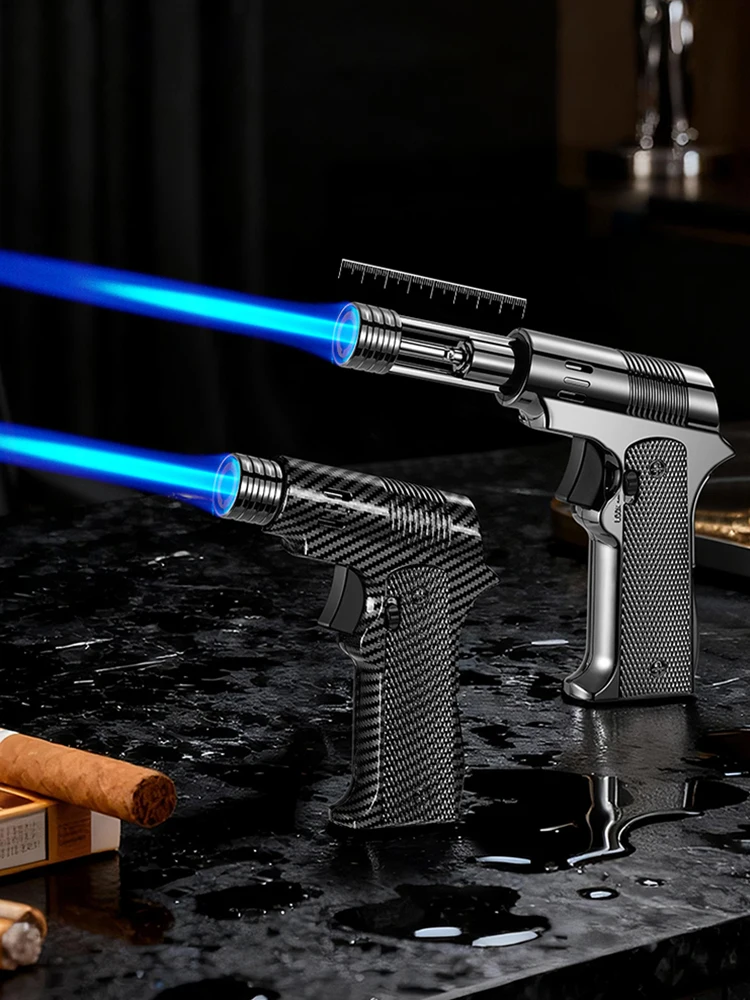 AliExpress NONE Blue Flame  Torch Cigar Lighter 7CM Retractable Flame Outlet Safety Lock  Ignition Cycle Inflation Outdoor BBQ Kitchen Use