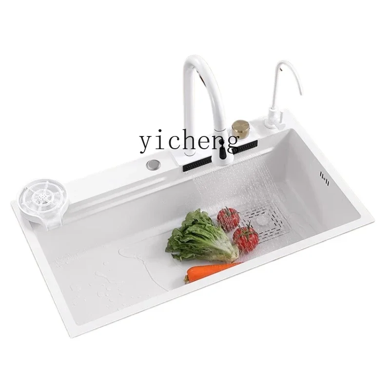 

XL Sink Stainless Steel Kitchen Vegetable Basin Large Single Sink White Nano Handmade Sink