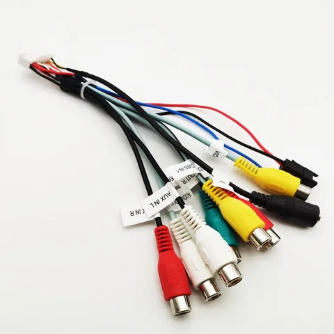 20-контактный аудиокабель RCA с выходом для сабвуфера, видео CVBS, входом Aux, управлением усилителем, разъемом для вентилятора, разъемом для микрофона, для 16-контактных автомобильных Android-устройств