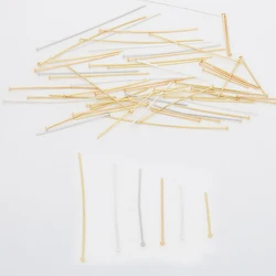 10pcs 14K Gold/Silver/Rhodium Plated 20-50mm Flat Head Pins For Jewelry Making Supplies Beading Pins For DIY Handmade Jewelry