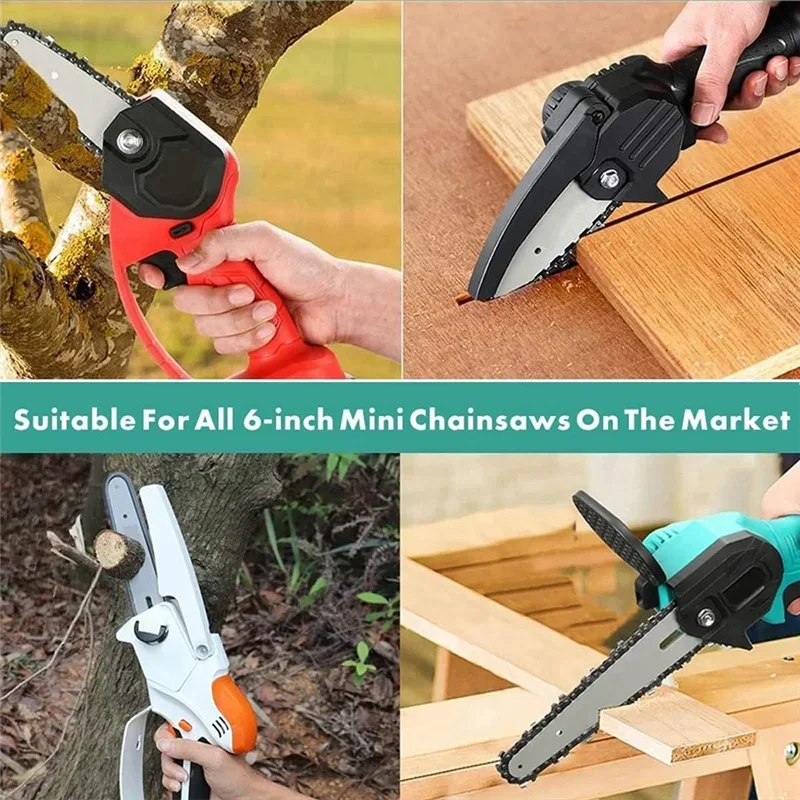 5 قطع 6 بوصة سلسلة المنشار الصغيرة مع 2 قطعة استبدال المنشار سلسلة بار ل اللاسلكي الكهربائية المحمولة بالمنشار الصغير Cortapelos