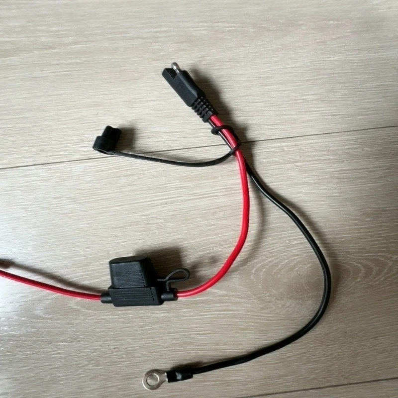 Fuse‑Protected 12AWG Terminal Power Harness to SAE Female Plug for Vehicle Motorcycle 12V Pump & Battery Charger DIY Refit Work
