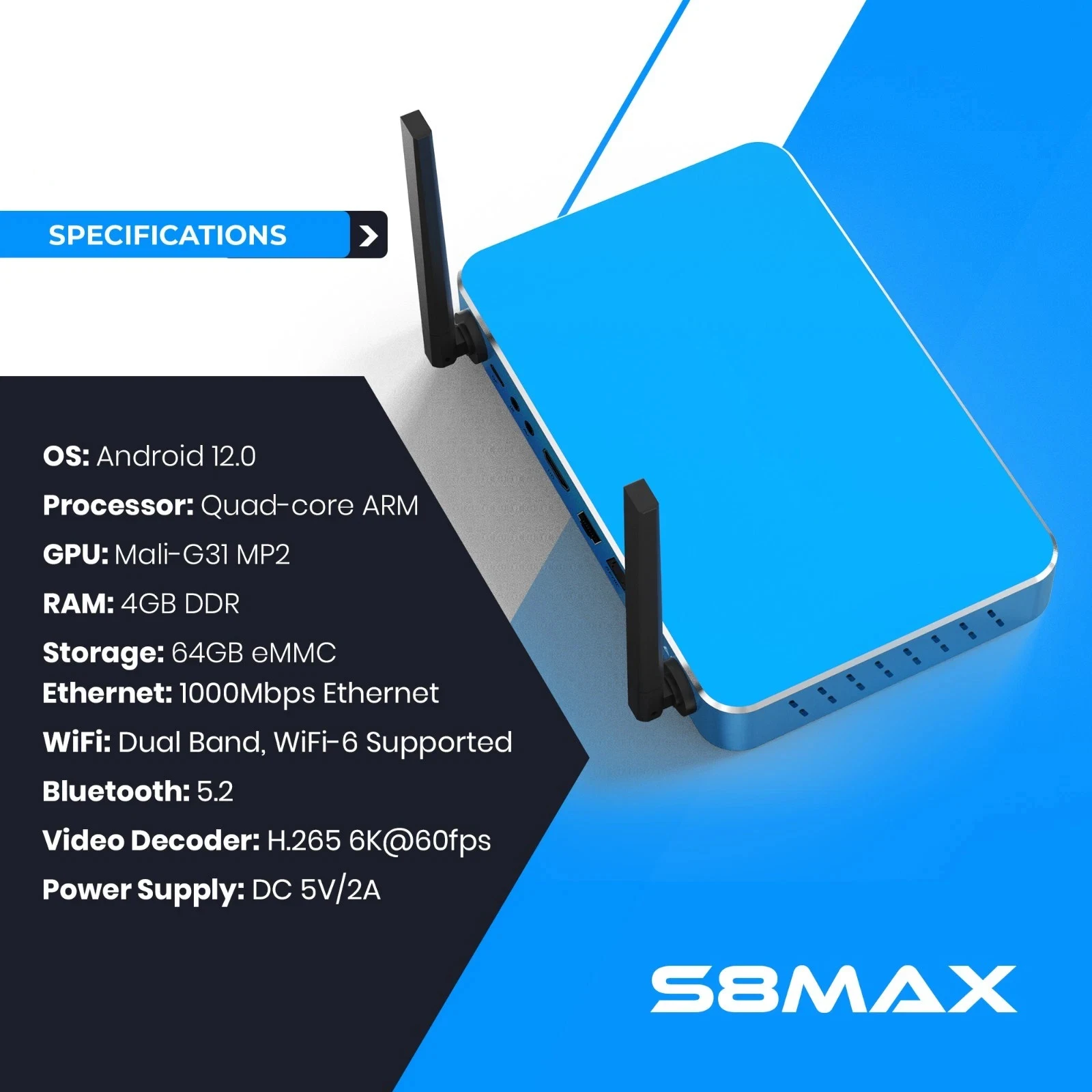 Latest SuperBox S8 Max/S8 Ultra 2026 Android TV Box 6K Streaming Media Player with AI Voice Control - Same Day Shipping
