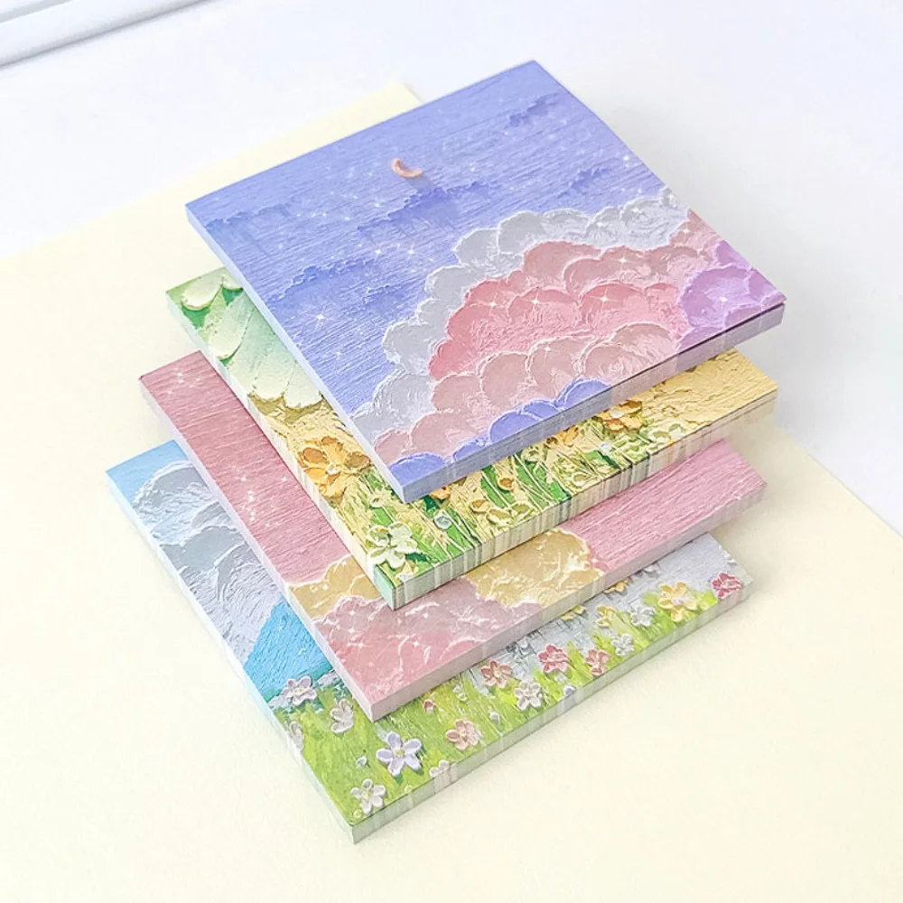 Landscape Flowert Sticky Notes with Scrapes Stickers Sticky Simple High-value Note Pad Paper for Student Office Stationery