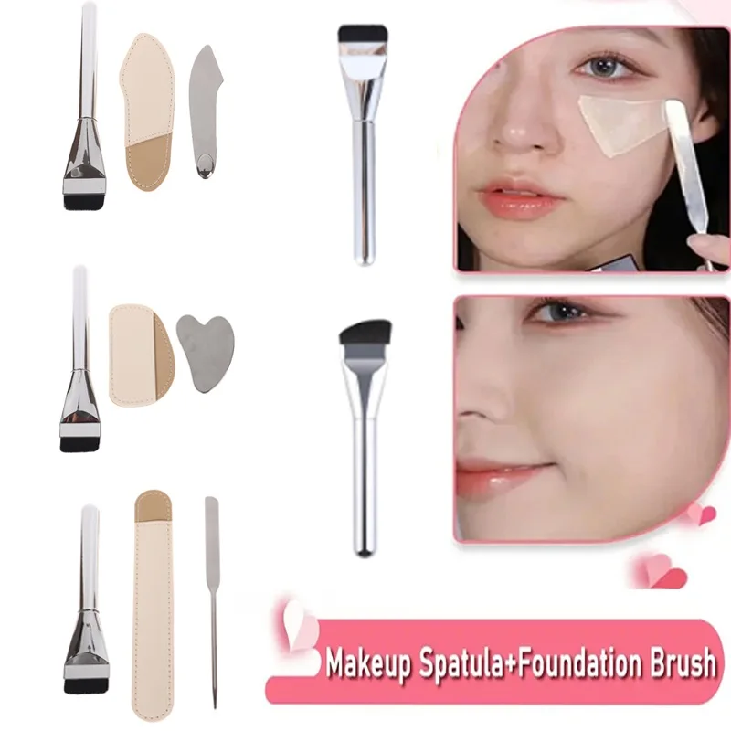 1 Stuk Roestvrijstalen Make-Up Spatel Mixing Stick Foundation Borstel Set Oogschaduw Crème Pigment Menggereedschap Gezicht Contour Borstel Tool