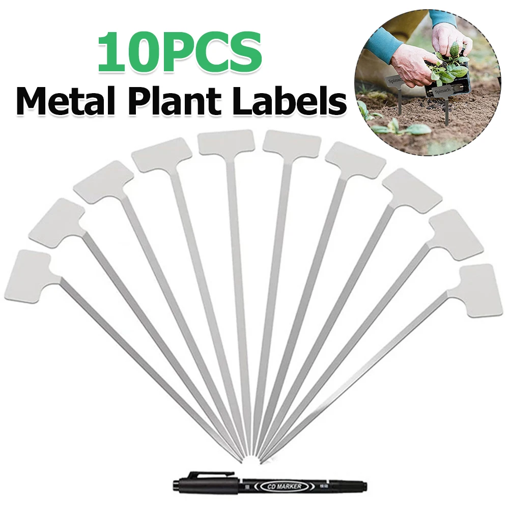 

10PCS Metal Plant Labels Reusable Garden Stake Tags Stainless Steel Garden Markers for Vegetables Flower Seed Greenhouse