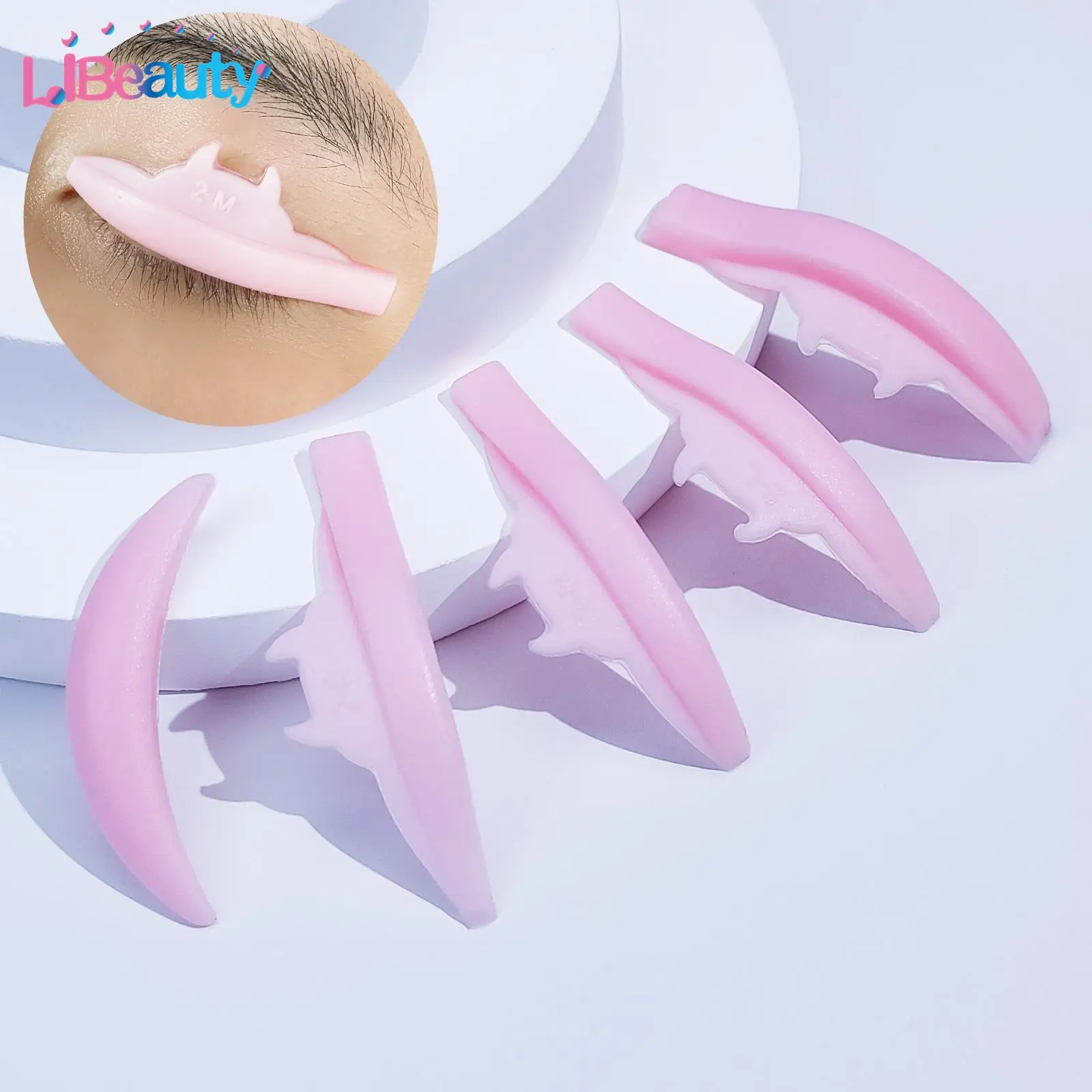 Lomansa 5 Pairs L Curl Silicone Eyelash Perm Pads Sticky Lashes Rod Shield Lifting 3D Eyelash Curler Accessories Makeup Tool