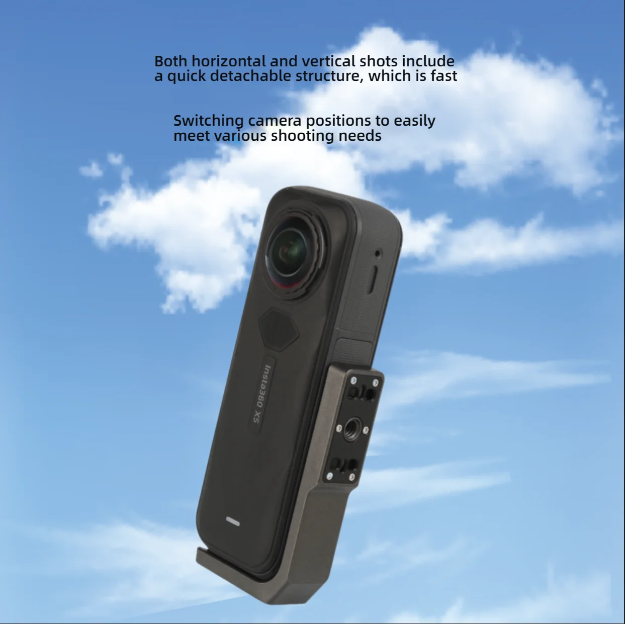 Horizontal-vertical L-shaped Bracket for Insta360 X5 Quick-release Mount with 1/4 Interface for Insta360 X3 X4 X5 Accessories