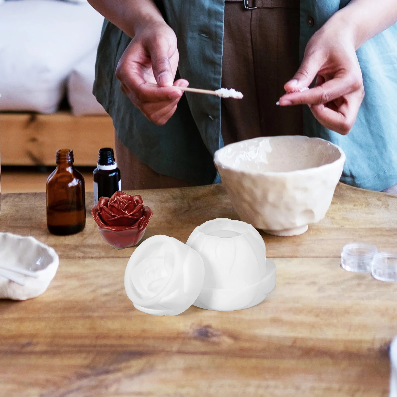 

1Set Rose Silicone Mold Crystal Resin Flower Jar Box Multifunctional Jewelry Storage Container Epoxy Casting Mould