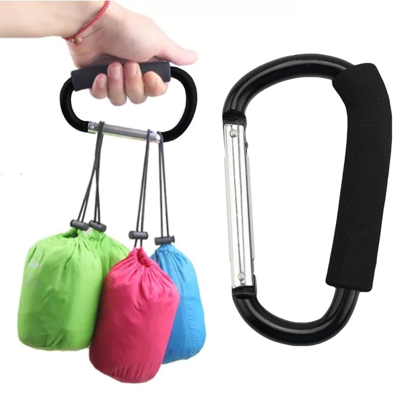 Quick-release Handle Shopping Hook Aluminum Alloy Large D-shape Carabiner Camping Buckle Hook Outdoor Keychain Carabiner Clip