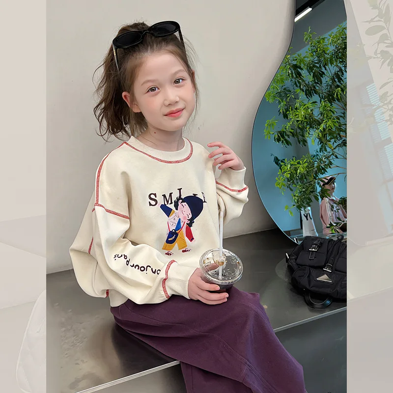 

Children's Loose Long Sleeve Sweatshirt for Girls Stylish Korean Version Top Little Girl's Clothing Big Kids' Wear2025Spring New