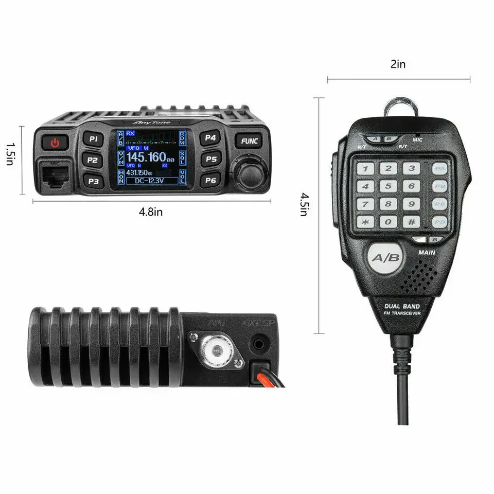 AnyTone AT-778UV LCD Dual Band Transceiver Mobile Radio VHF UHF Two Way Radio