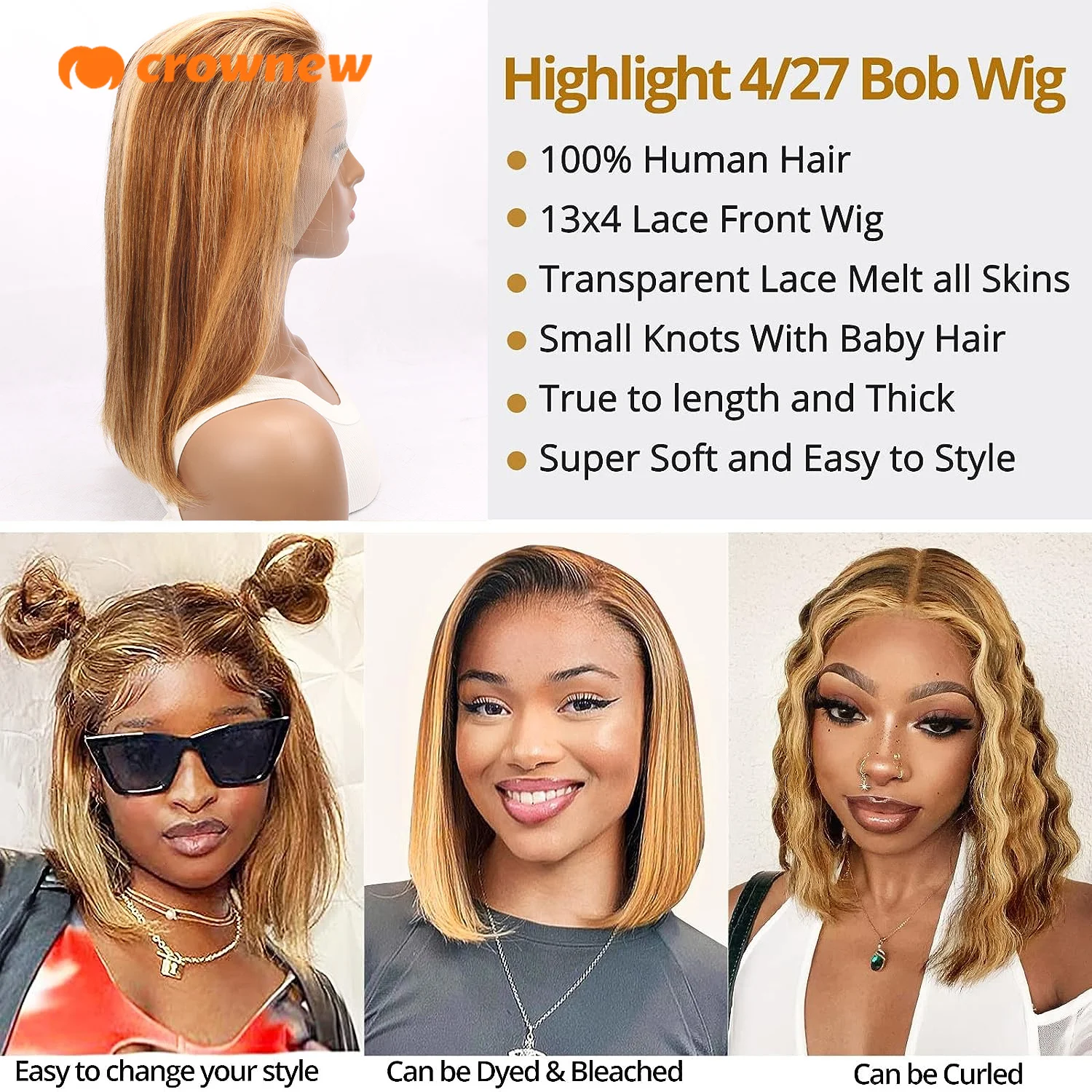 Straight Lace Front Wigs Human Hair Bobs Human Hair Lace Frontal Wigs 13X4 Hd Lace Frontal Wigs 100% Highlight Wig Human Hair