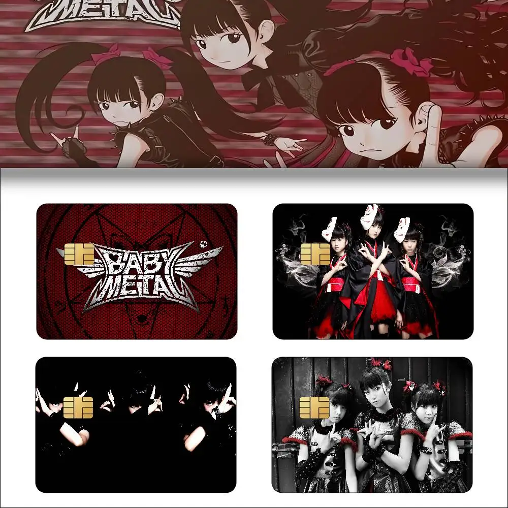 Band Babymetal Anime Cartoon 4pcs 1Set Skin Stickers Film Tape Case For Big Credit Debit Card Front Side