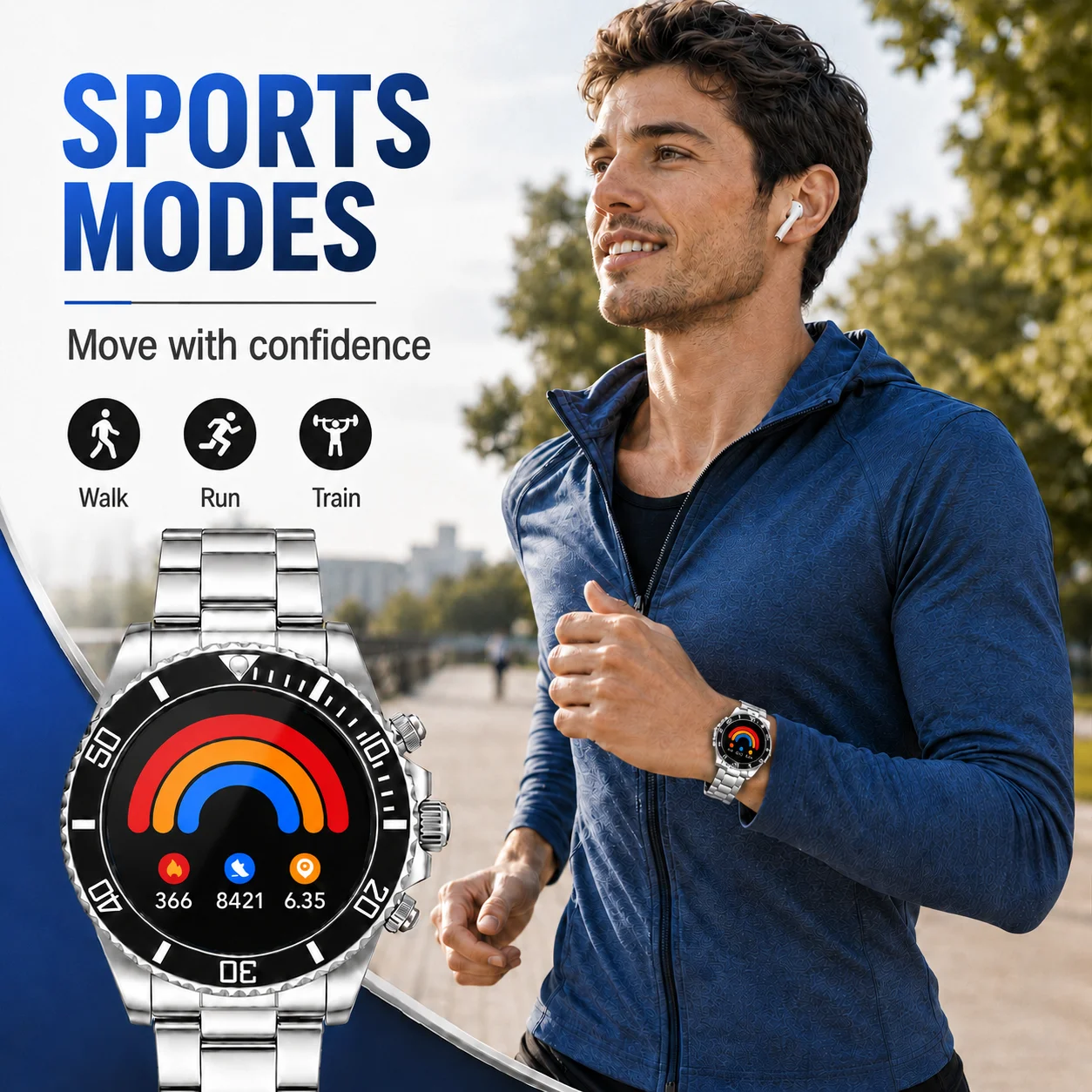Man Luxury watch Swim-enabled Smartwatch,Rotating LuminousBezel Luxus Bluetooth-Telefonie Sport Fitness IP68 Wasserdichte Uhr