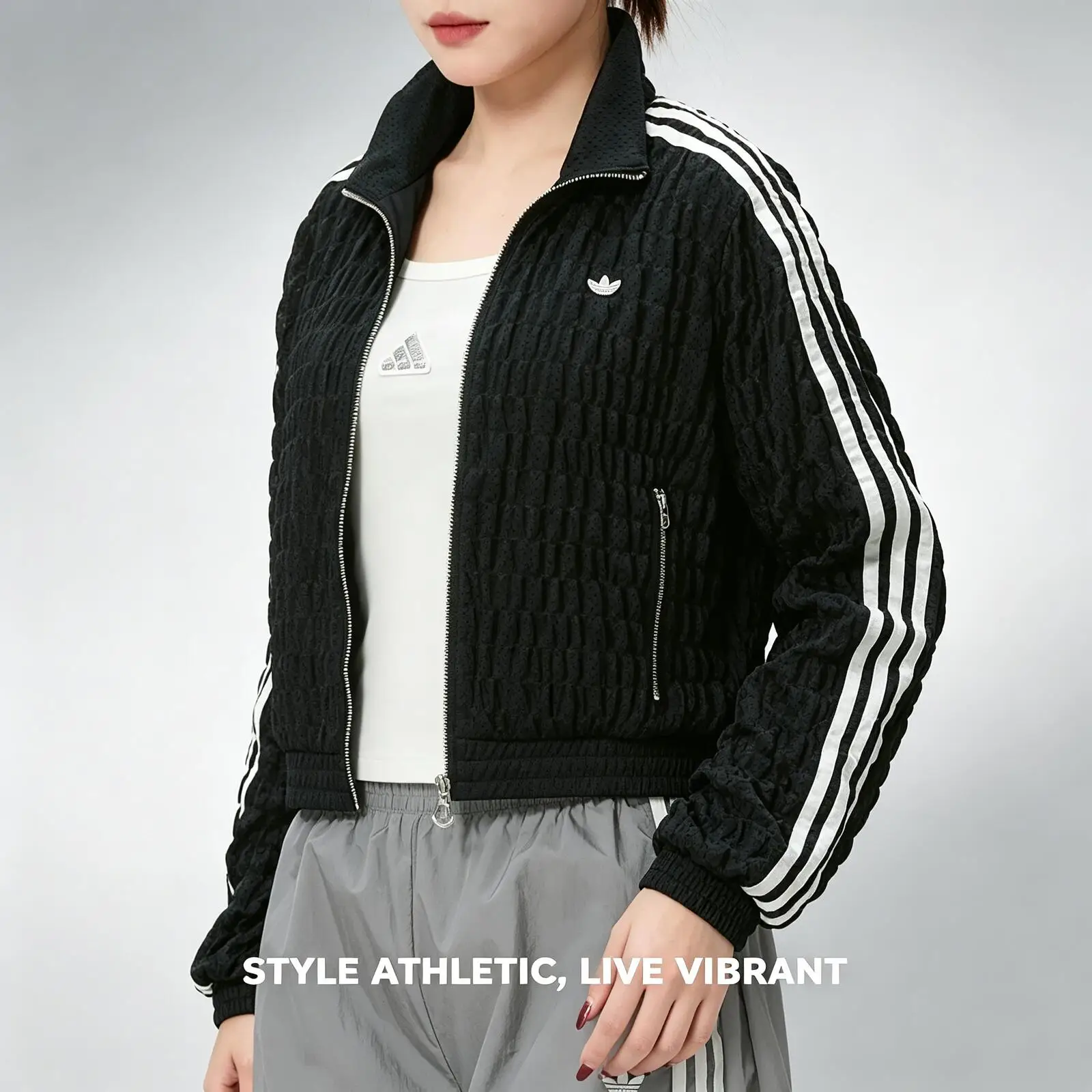 Adidas Trefoil Women Sportswear Trendy Comfortable Breathable Knitted Jacket Top KS2870