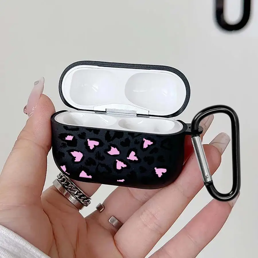 

Case For Airpods 2 Pro2 1 Pro 3 4 Pro3 Earphone Cases Cover Leopard Print Heart Shape