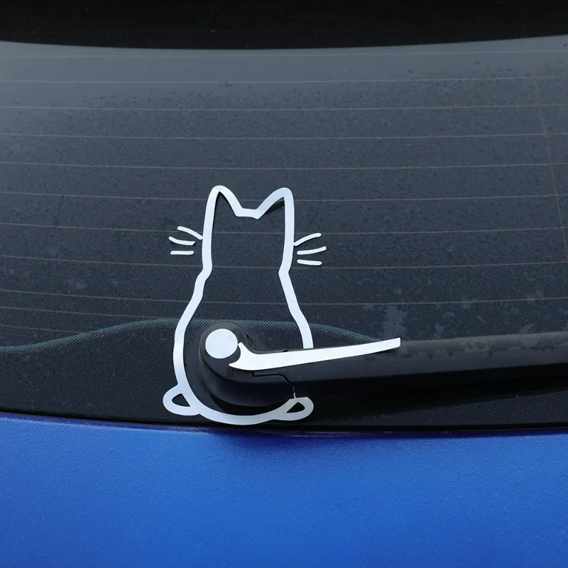 Car Windshield Wiper Sticker Cute Small Cat Back Shadow Pattern Decoration Decal Car Truck Body Styling Modification Vinyl Decal