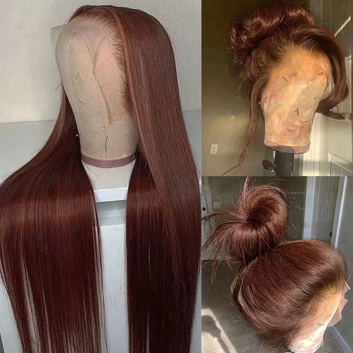 Bone Straight Wig 46 Inches #4 Chocolate Brown Remy Hair 13x4 13x6 HD Transparent Lace Frontal Wigs Pre Plucked Human Hair For Women