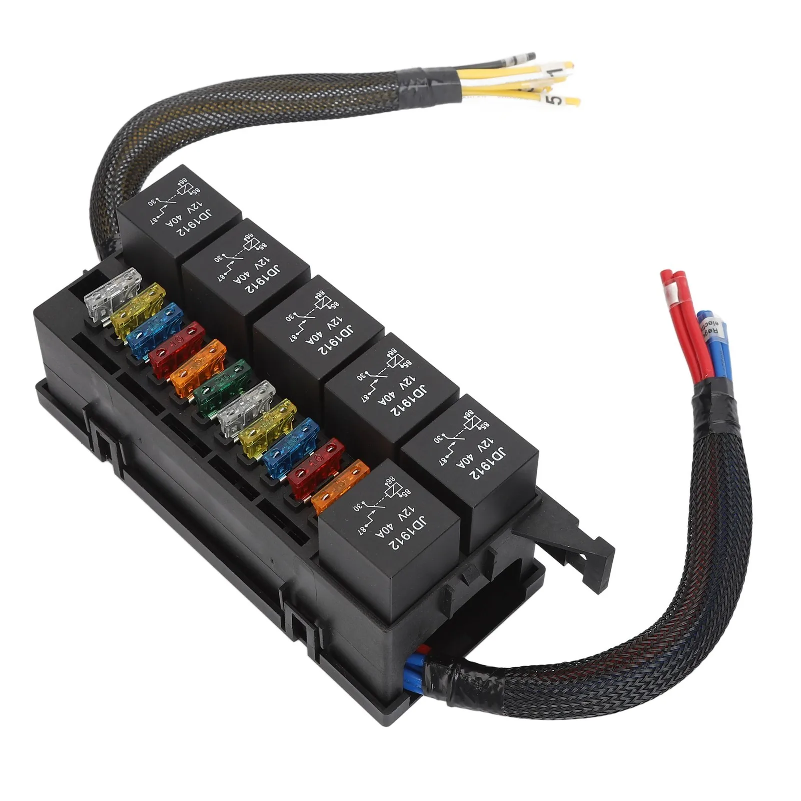 Fuse Relay Box 12V 6 Relay 11 ATC ATO Fuse Waterproof Relay Block Box for Car Yacht Boat