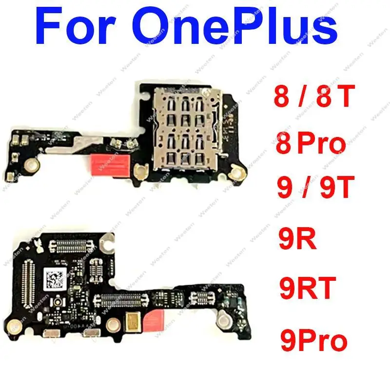 

For Oneplus OnePlus 1+ 8 8Pro 8T 9 9Pro 9T 9R 9RT Sim Card Tray Reader Slot Socket Board Connector with phone Board Parts