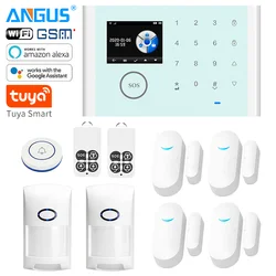 ANGUS Tuya  WIFI Home Security Alarm System App Control Compatible with Alexa Wireless Burglar Alarm