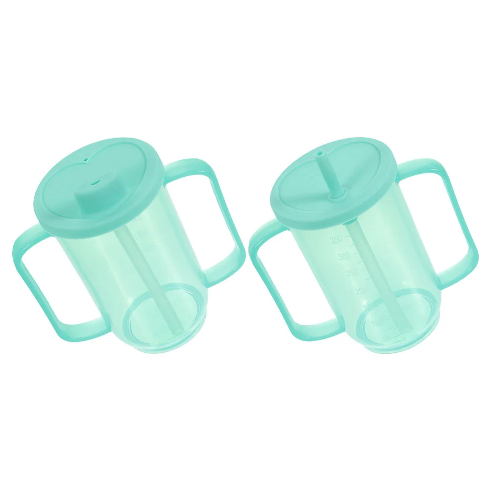 

2pcs Elderly Care Cup Nursing Sippy Cups for Adults Disabled Straw Water Green Anti Choking Leak Proof Feeding Drink