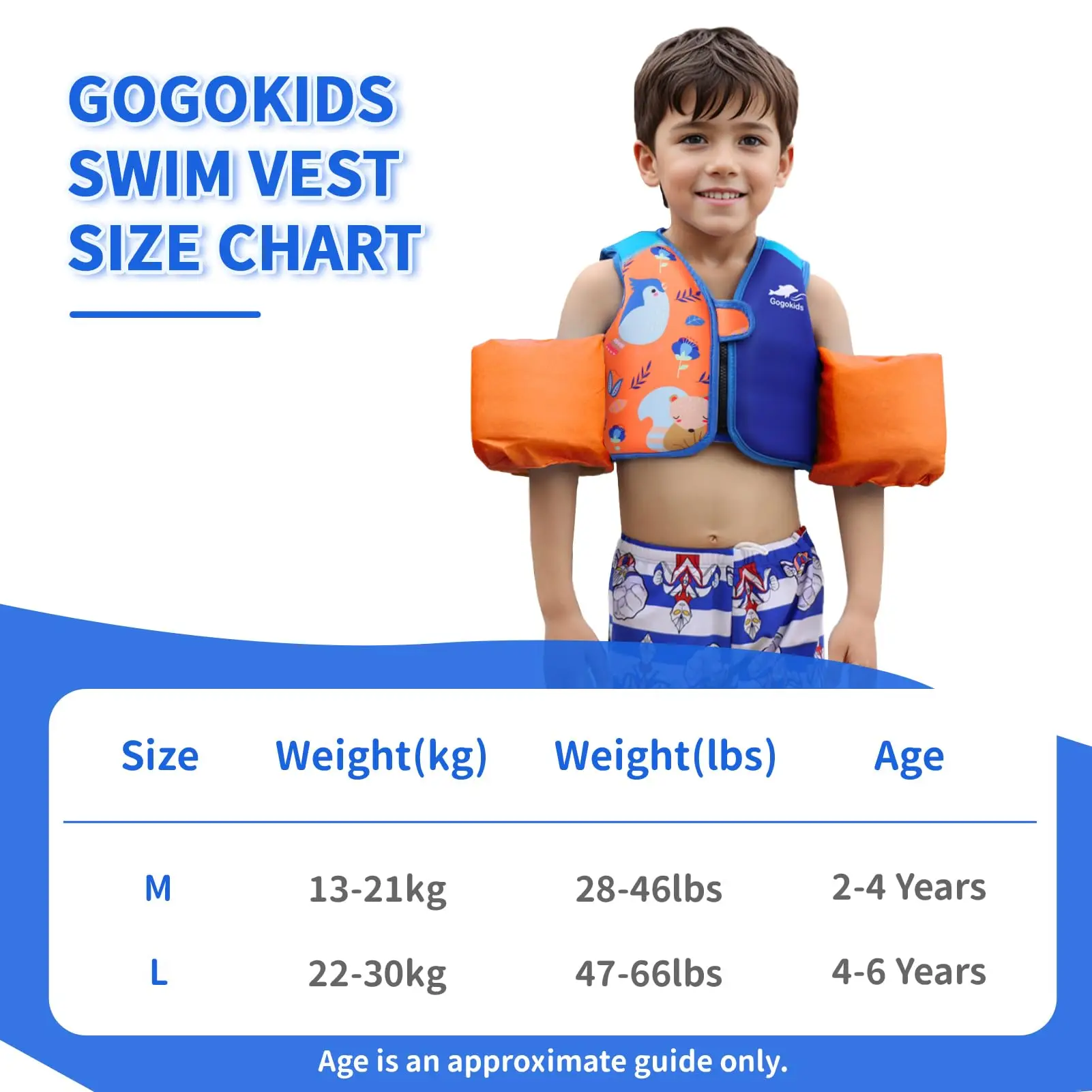 Toddler Floaties Kids Swim Vests for Girls and Boys Pool Float Jackets with Arm Water Wings for 2-6 Year Old Children