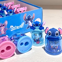 Stitch Pencil Sharpener Anime Cartoon Shaped Circular Double Hole Sharpener Creative Stationery Student Pencil Rotating Knife