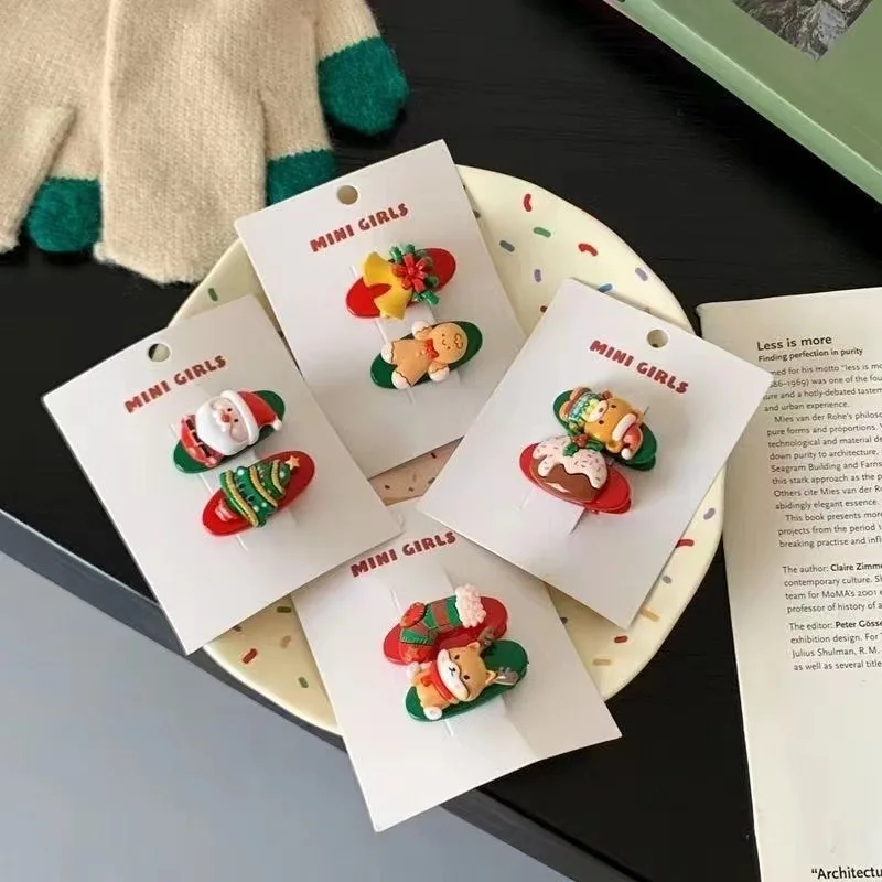 

Christmas Hair Pins for Women 2Pcs Gingerbread Reindeer Clips Cute Festive Side Barrettes Girls Hair Accessories Gifts