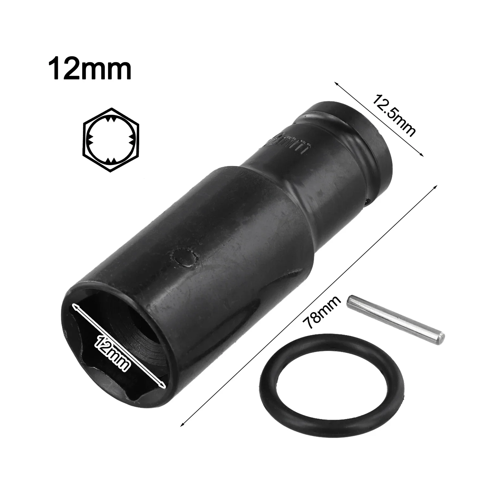 For impact Driver Extended Socket Head 1/2 Inch Drive with Interchangeable Nut Sockets 12/14/16mm for Professional Use
